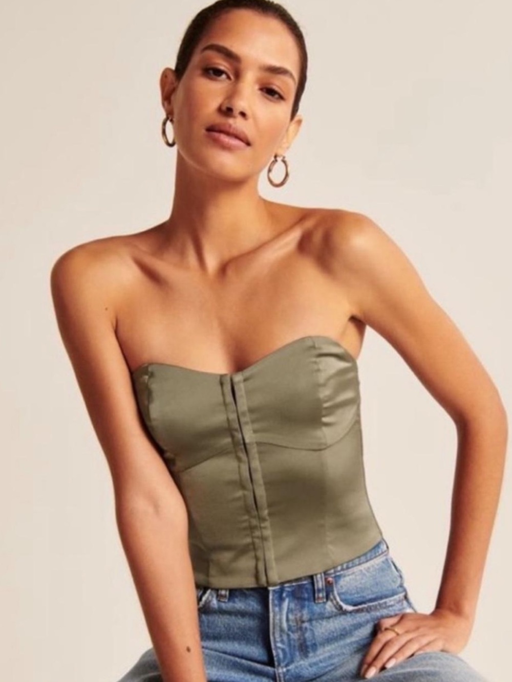 Abercrombie & Fitch Green Corset Bandeau Top